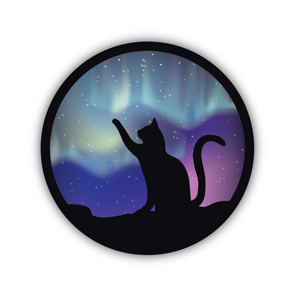 Stickers Northwest, 3", Sticker, Northern Lights Cat